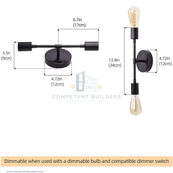 Black Metal Wall Sconce Light With Bulbs - competentbuilders.co.ke