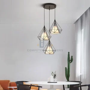 Diamond Wrought Iron Pendant Chandelier Lights - Black - competentbuilders.co.ke