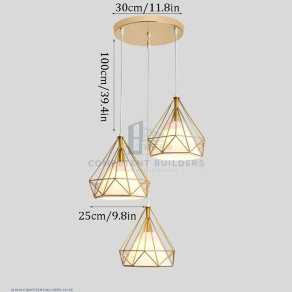 Diamond Wrought Iron Pendant Chandelier Lights - Gold - competentbuilders.co.ke