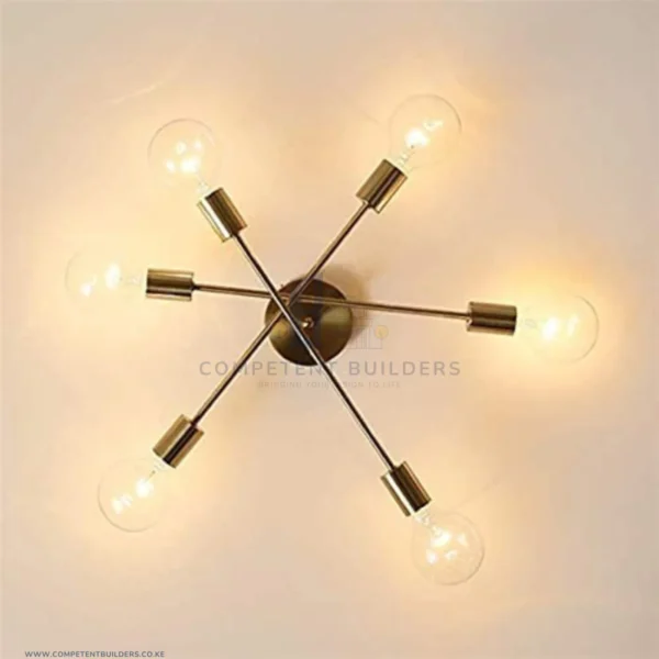 Gold Sputnik Chandelier - 6 Bulb Pendant Brushed Gold Light Fixture - competentbuilders.co.ke