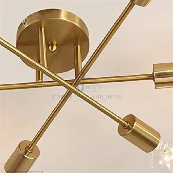 Gold Sputnik Chandelier - 6 Bulb Pendant Brushed Gold Light Fixture - competentbuilders.co.ke