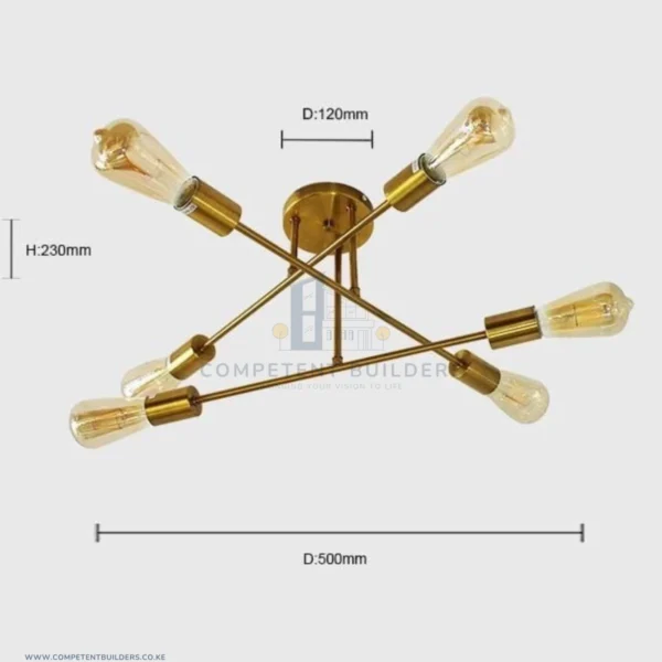 Gold Sputnik Chandelier - 6 Bulb Pendant Brushed Gold Light Fixture - competentbuilders.co.ke