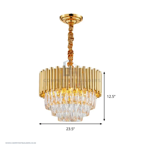 Golden Layered Hanging Crystal Prism Chandelier 500 - competentbuilders.co.ke