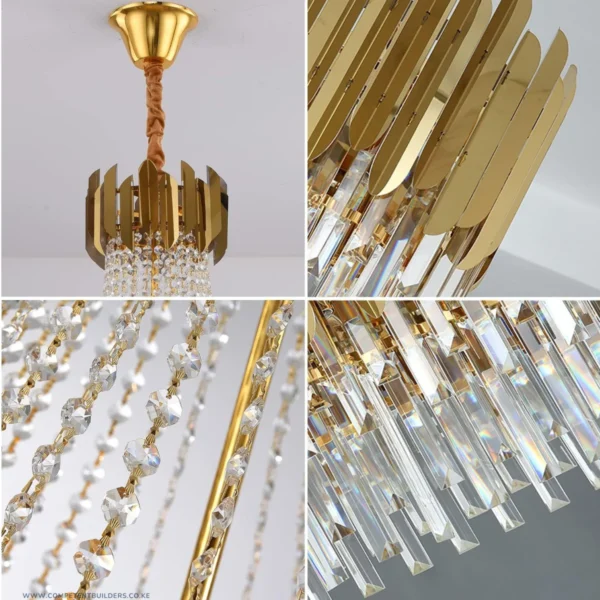 Modern Crystal Chandelier Large Gold Hanging Pendant Ceiling Light - competentbuilders.co.ke