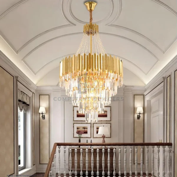 Modern Crystal Chandelier Large Gold Hanging Pendant Ceiling Light - competentbuilders.co.ke