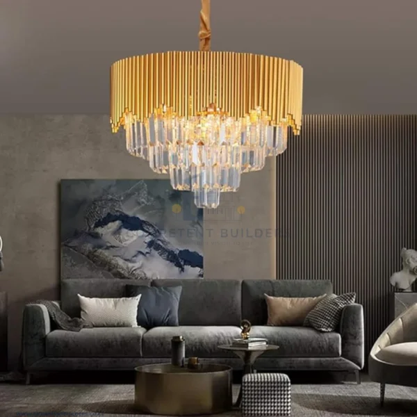 Modern Crystal Chandelier Luxury Gold Round Ceiling Light - competentbuilders.co.ke