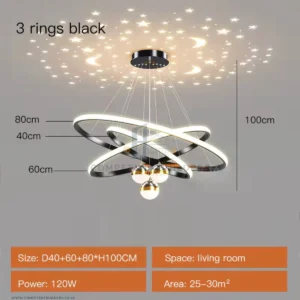 Round Ring Chandelier LED Ceiling Lights - Black - competentbuilders.co.ke