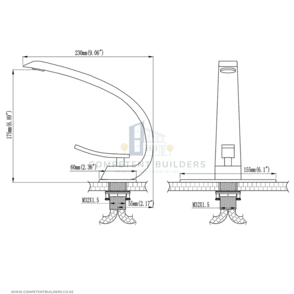 Aquacubic Stylish Mixer Basin Tap - Black - competentbuilders.co.ke