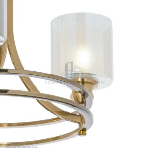 Ceiling Chandelier With 3 Shades In Bronze Gold - competentbuilders.co.ke
