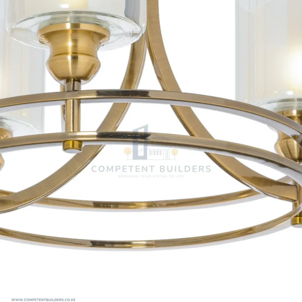 Ceiling Chandelier With 3 Shades In Bronze Gold - competentbuilders.co.ke