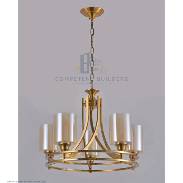 Ceiling Chandelier With 5 Shades In Bronze Gold - competentbuilders.co.ke