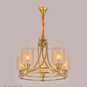 Ceiling Chandelier With 5 Shades In Bronze Gold - competentbuilders.co.ke