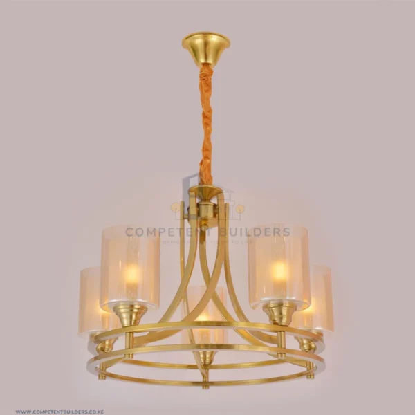 Ceiling Chandelier With 5 Shades In Bronze Gold - competentbuilders.co.ke