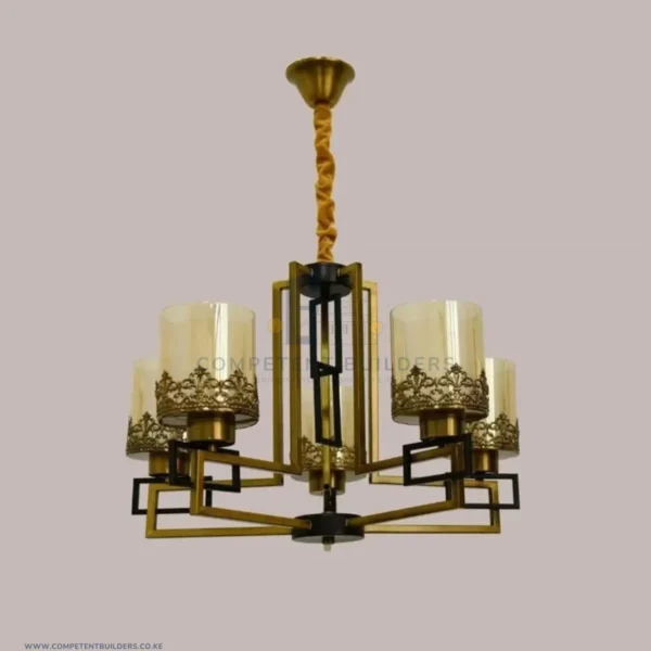 Classic Brass 5 Arm Ceiling Hanging Chandelier - competentbuilders.co.ke