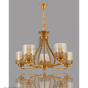 Classic Golden 5 Bulb Ceiling Hanging Chandelier