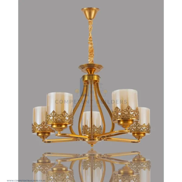 Classic Golden 5 Bulb Ceiling Hanging Chandelier