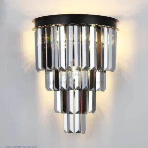 Smoky Black Gold K9 Crystal Wall Sconce Lamp - competentbuilders.co.ke