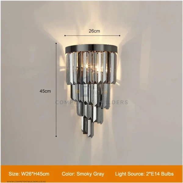 Smoky Black Gold K9 Crystal Wall Sconce Lamp - competentbuilders.co.ke