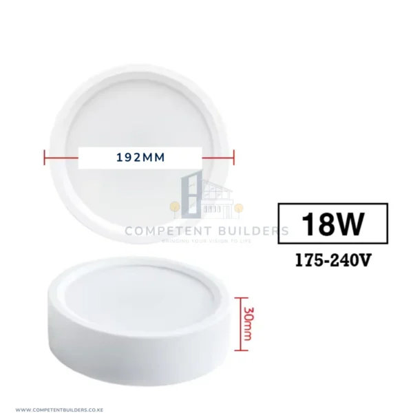 Surface Downlight Round 18 Watt Daylight - competentbuilders.co.ke