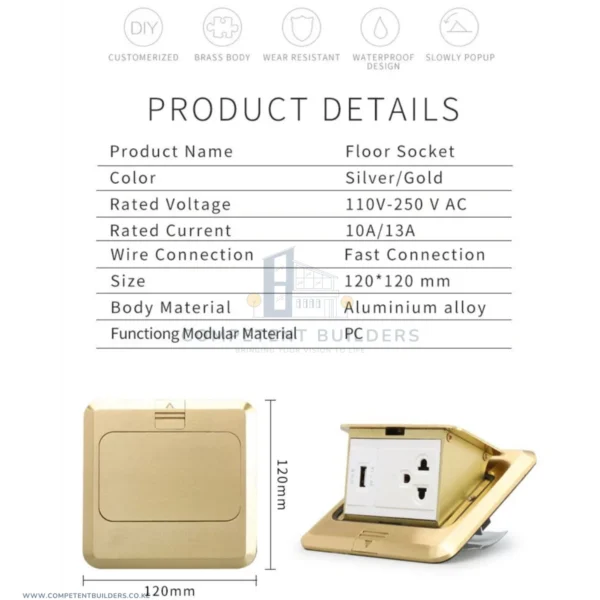 Waterproof Single Floor Socket - competentbuilders.co.ke