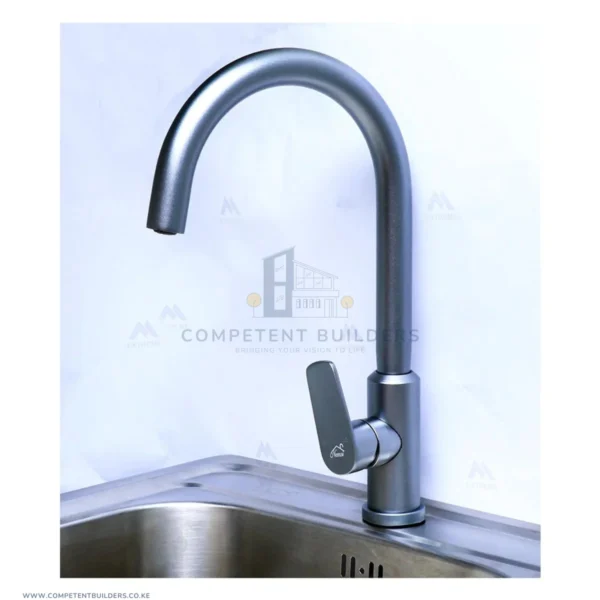 Aluminium Heavy Duty Kitchen Mixer Tap – Silver Grey - Competentbuilders.co.ke