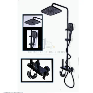4 Way Aluminium Piano Shower – Black