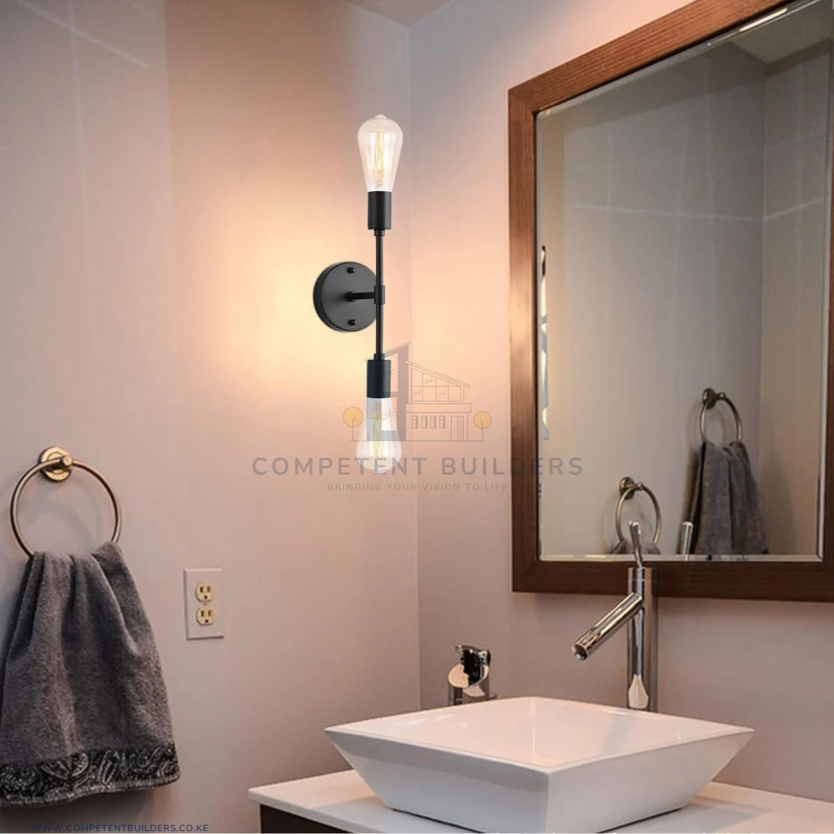 Black Metal Wall Sconce Light With Bulbs - Image 4