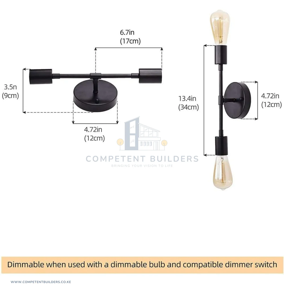 Black Metal Wall Sconce Light With Bulbs - Image 5