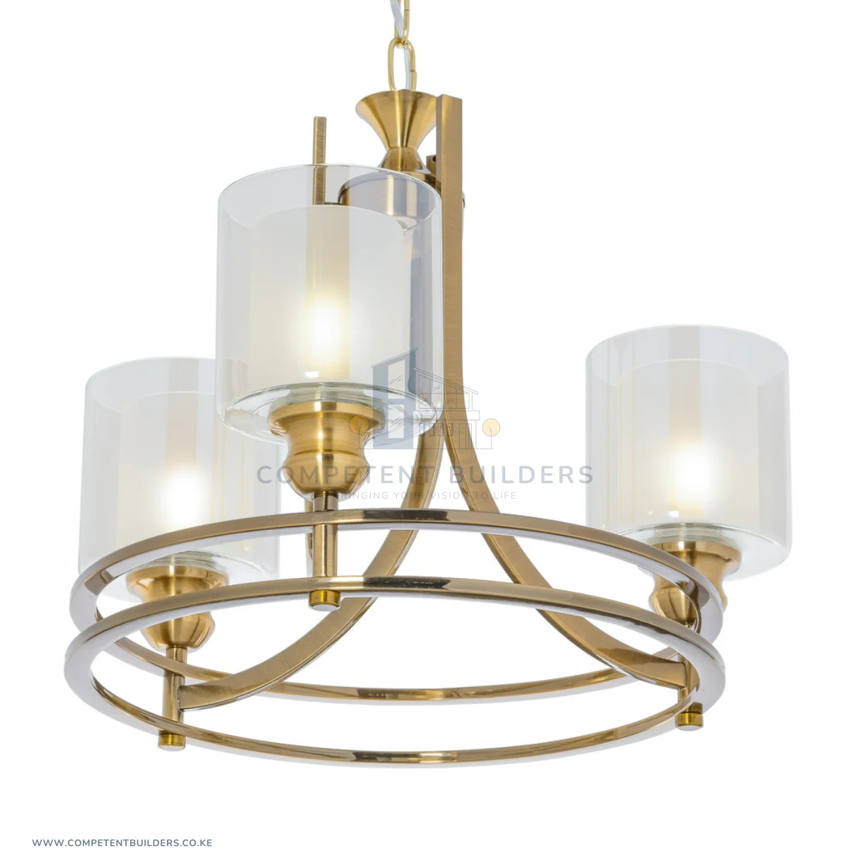 Ceiling Chandelier With 3 Shades In Bronze Gold - Image 3
