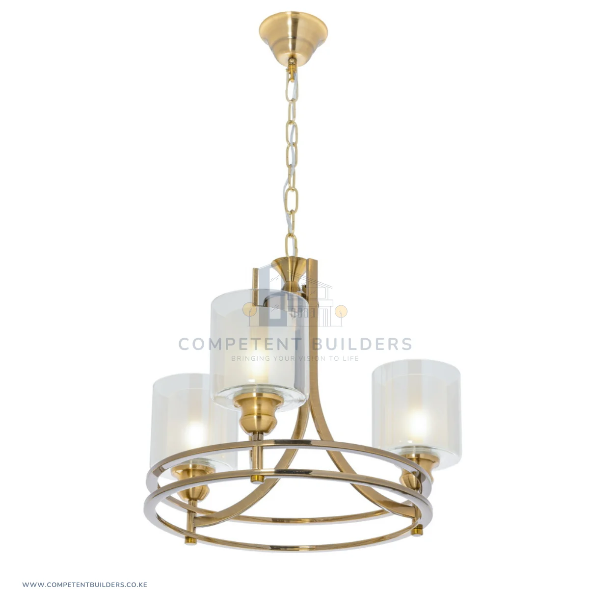 Ceiling Chandelier With 3 Shades In Bronze Gold - Image 6