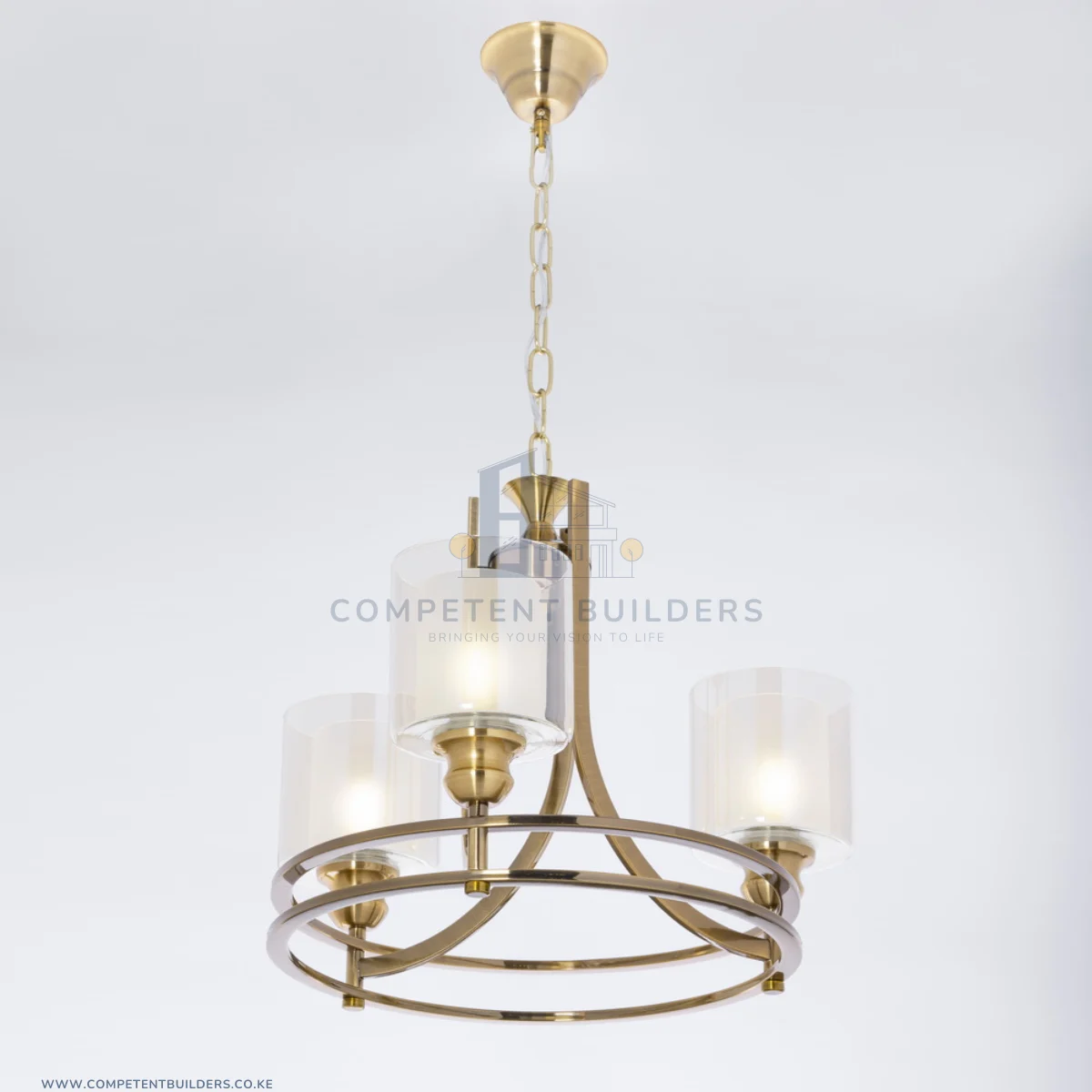 Ceiling Chandelier With 3 Shades In Bronze Gold - Image 7