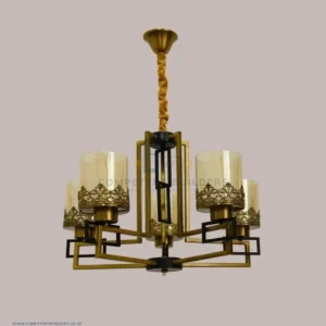 Classic Brass 5 Arm Ceiling Hanging Chandelier