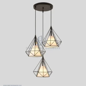 Diamond Wrought Iron Pendant Chandelier Lights - Black