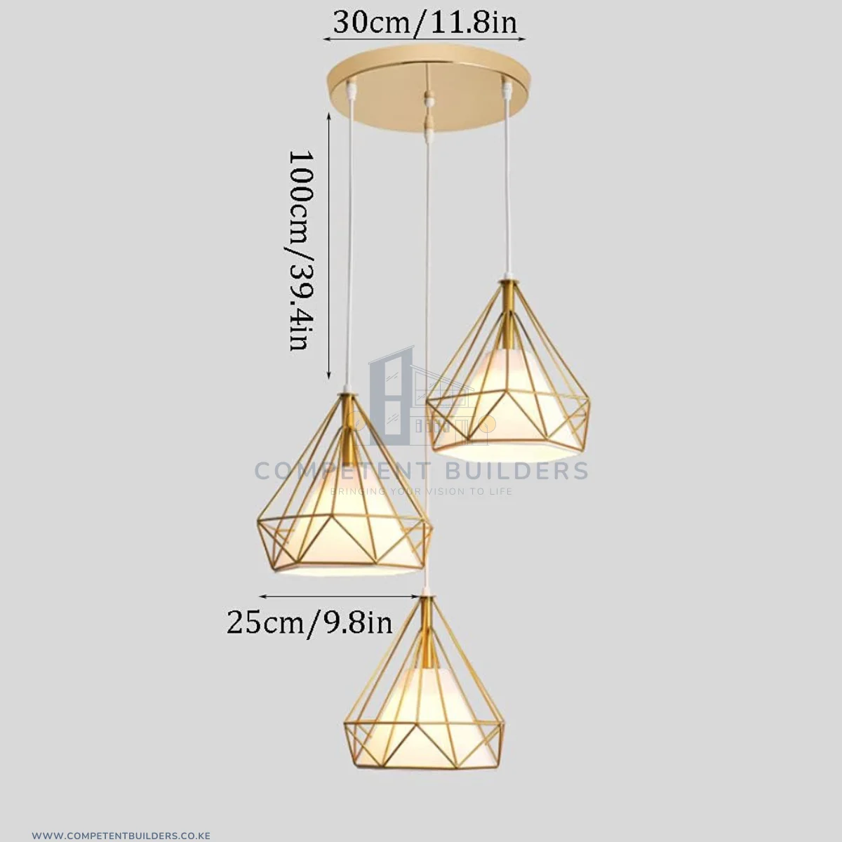 Diamond Wrought Iron Pendant Chandelier Lights - Gold - Image 5