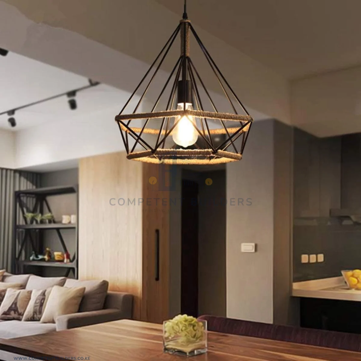 Industrial Vintage Rope Metal Pendant Ceiling Light - Image 3