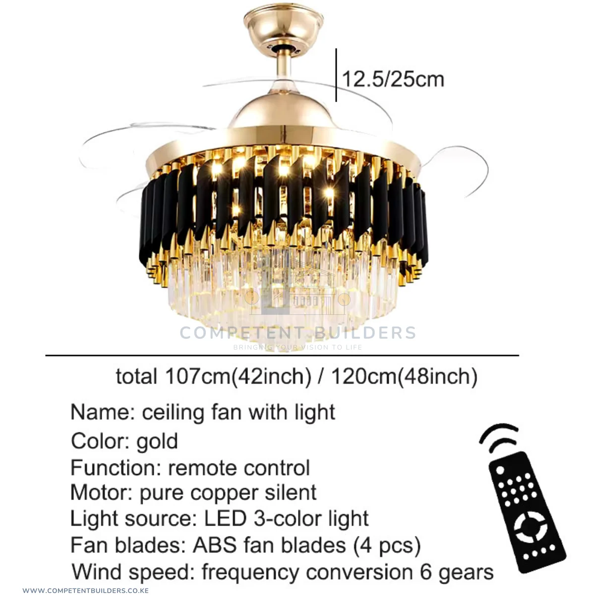 Luxury Ceiling Fan Crystal Chandelier - Image 3