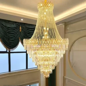 Luxury Modern Crystal Chandelier For Staircase Large Loft Light