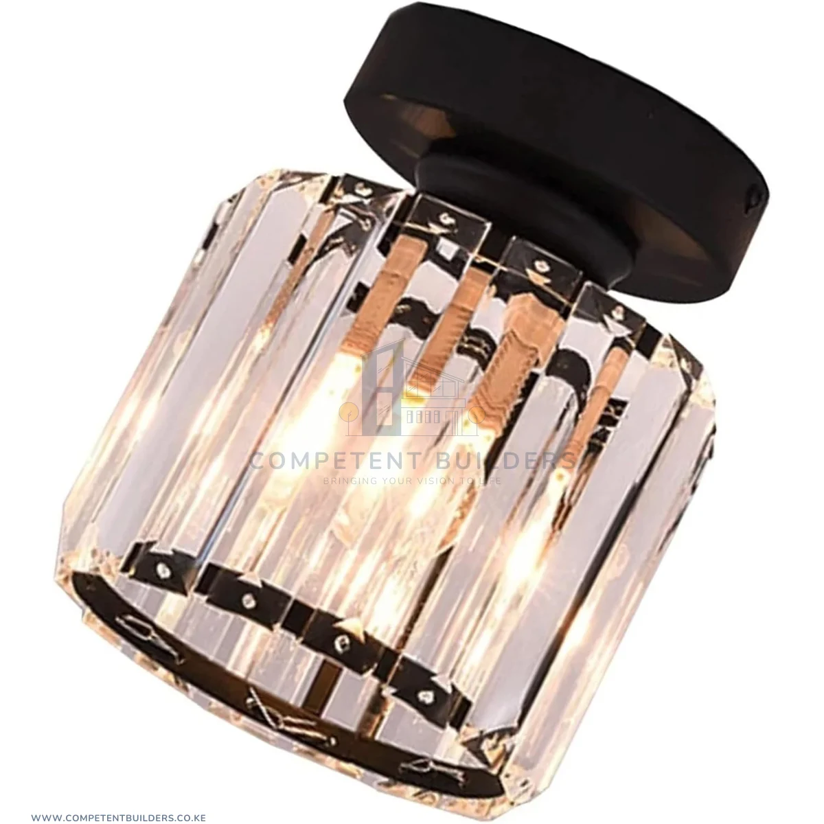 Modern Crystal Ceiling Lamp - Black
