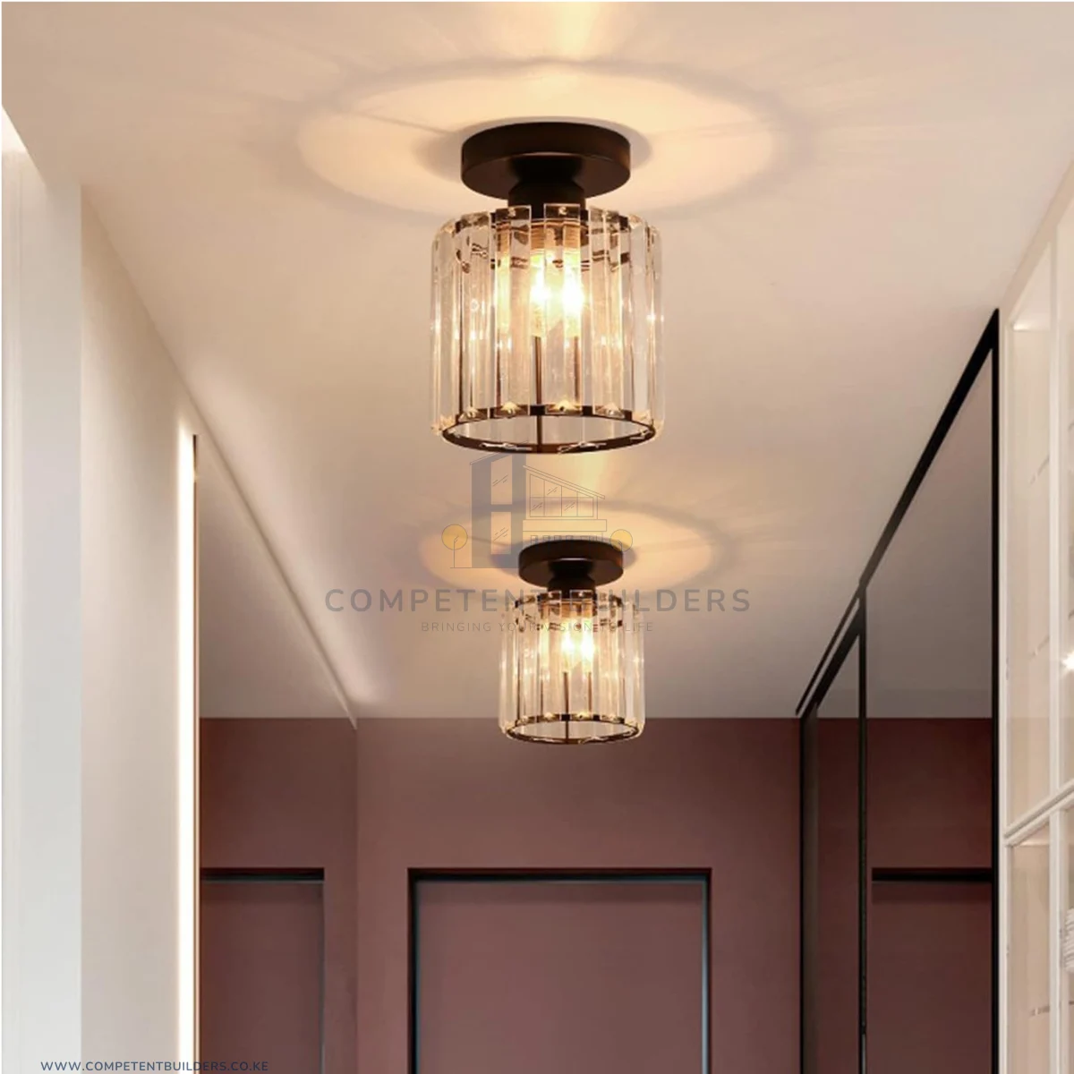 Modern Crystal Ceiling Lamp - Black - Image 2