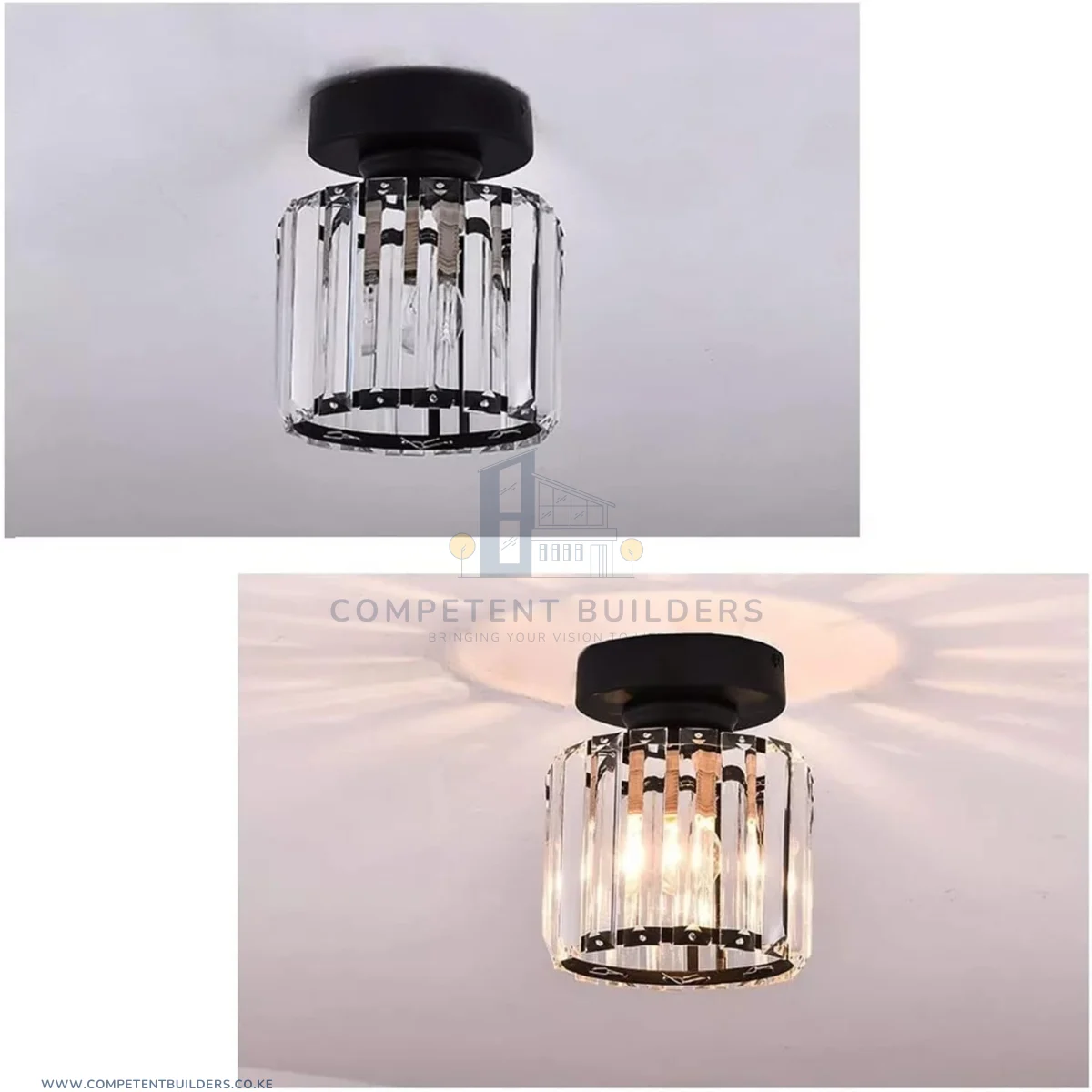 Modern Crystal Ceiling Lamp - Black - Image 3