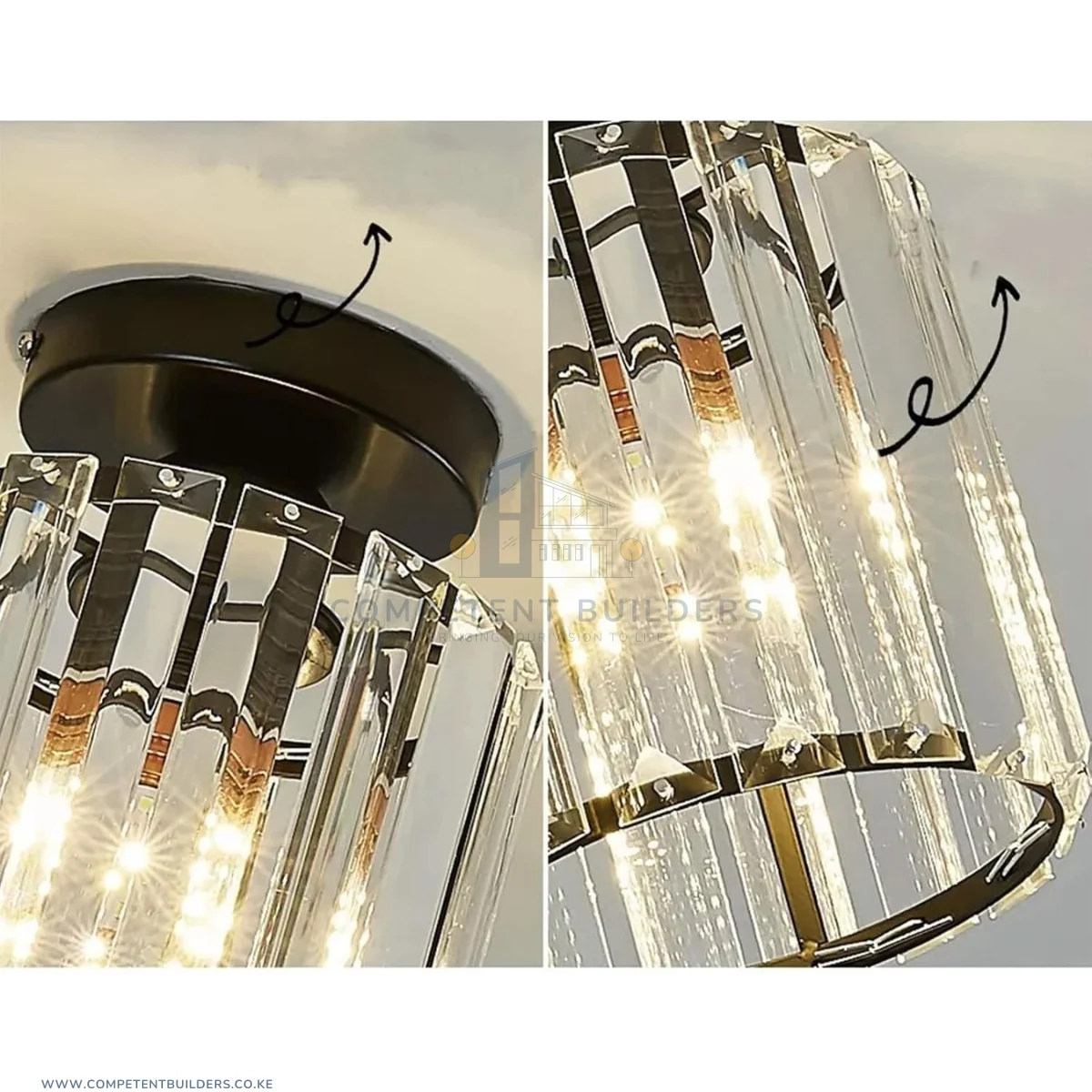 Modern Crystal Ceiling Lamp - Black - Image 5
