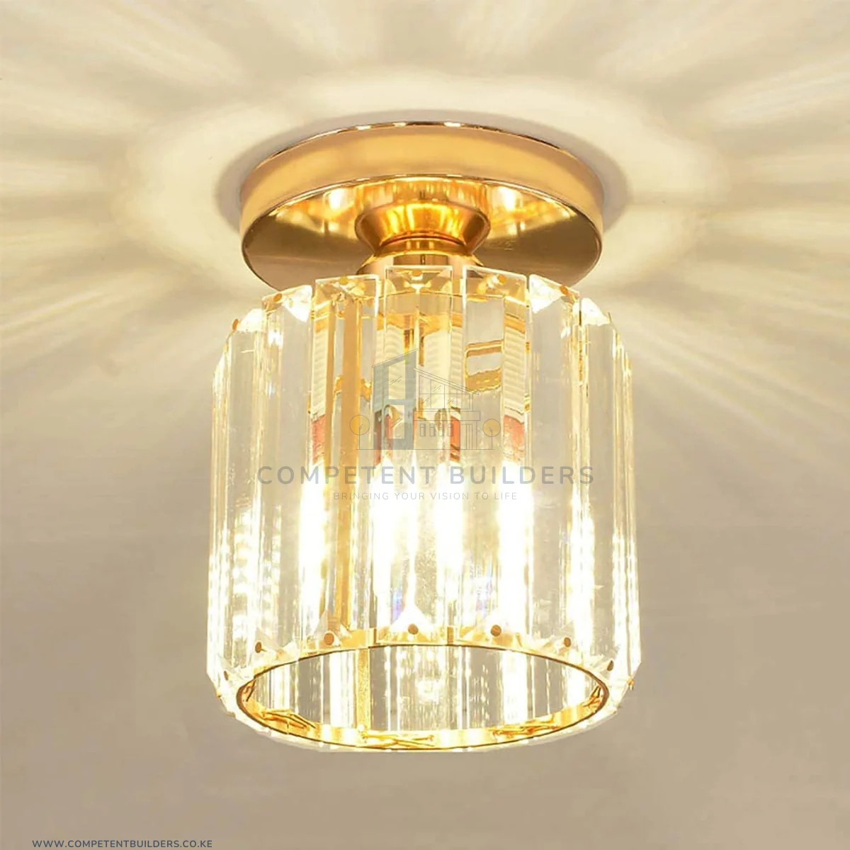 Modern Crystal Ceiling Lamp - Gold