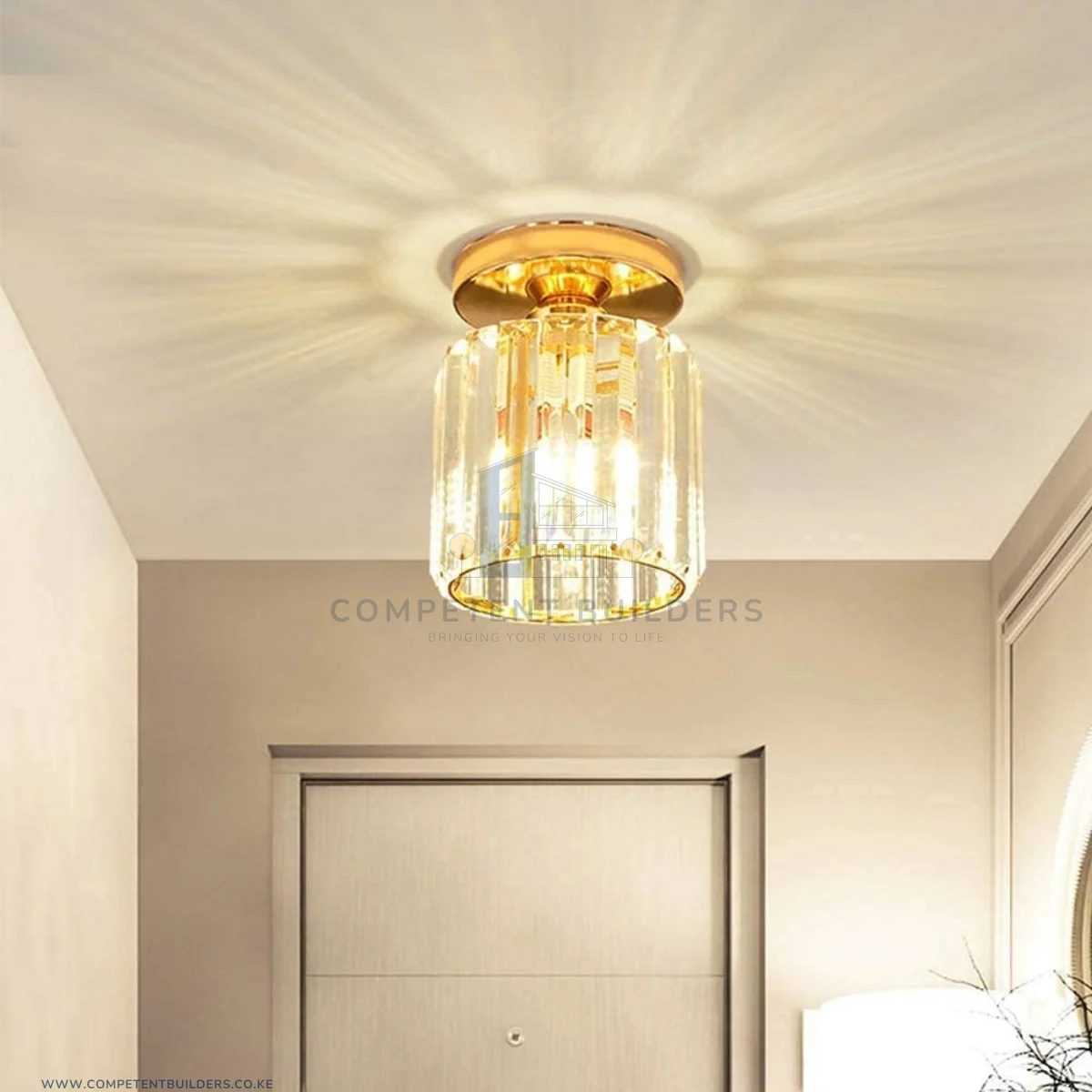 Modern Crystal Ceiling Lamp - Gold - Image 2
