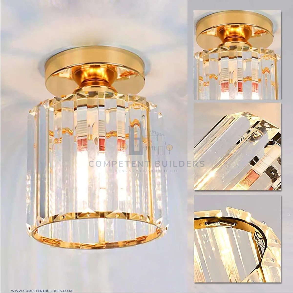 Modern Crystal Ceiling Lamp - Gold - Image 3