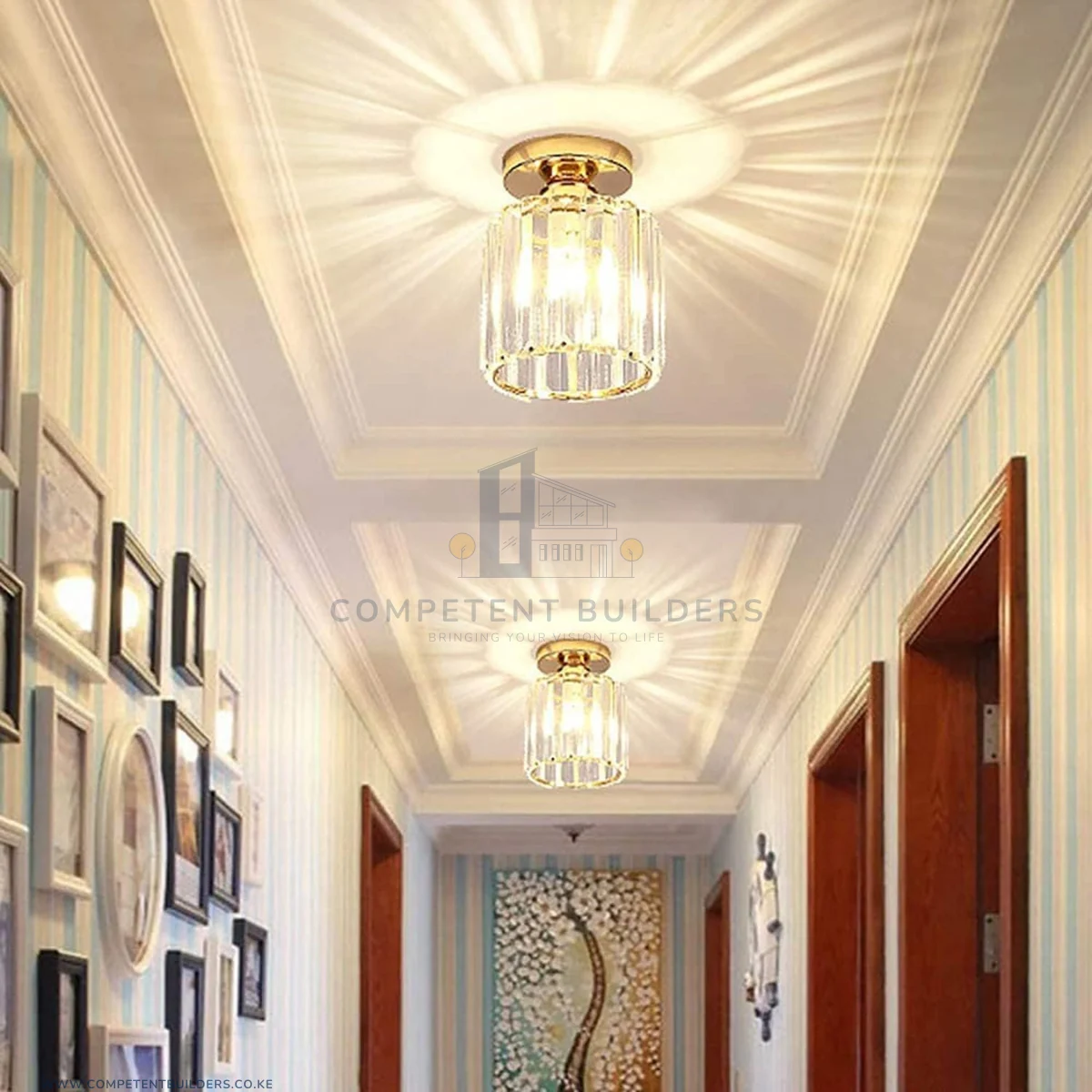 Modern Crystal Ceiling Lamp - Gold - Image 5
