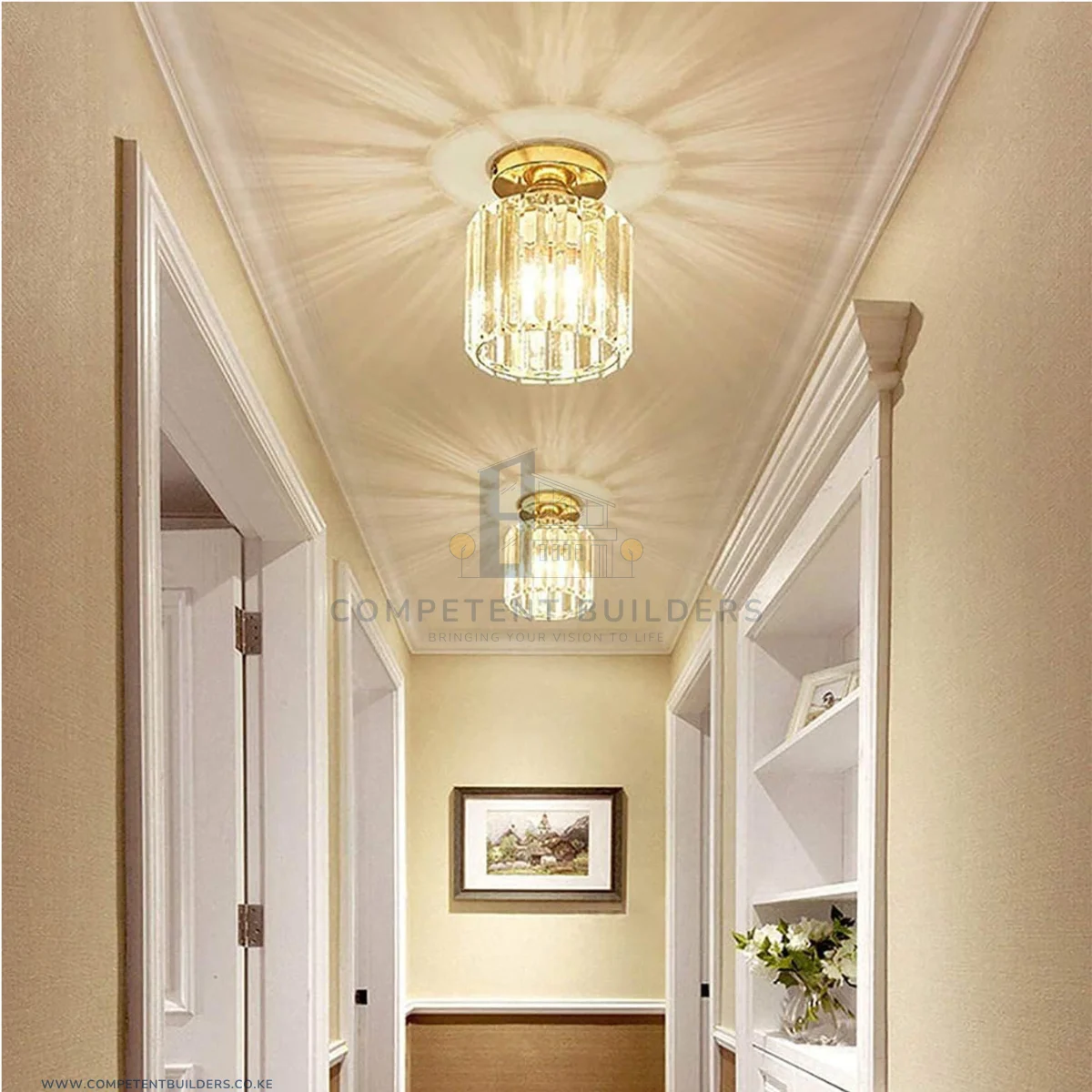 Modern Crystal Ceiling Lamp - Gold - Image 6