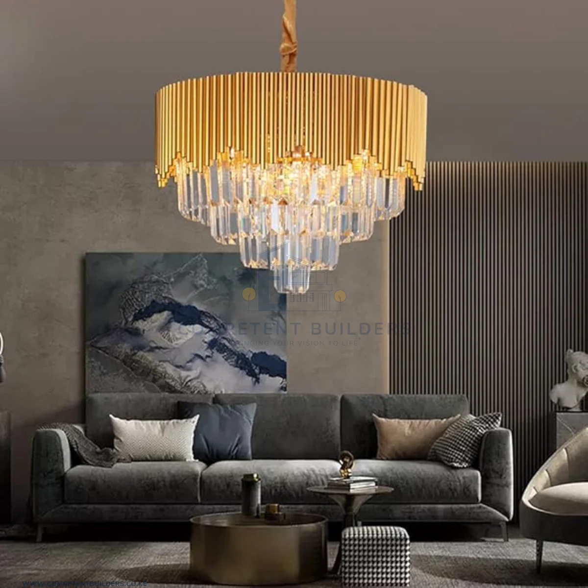 Modern Crystal Chandelier Luxury Gold Round Ceiling Light - Image 2