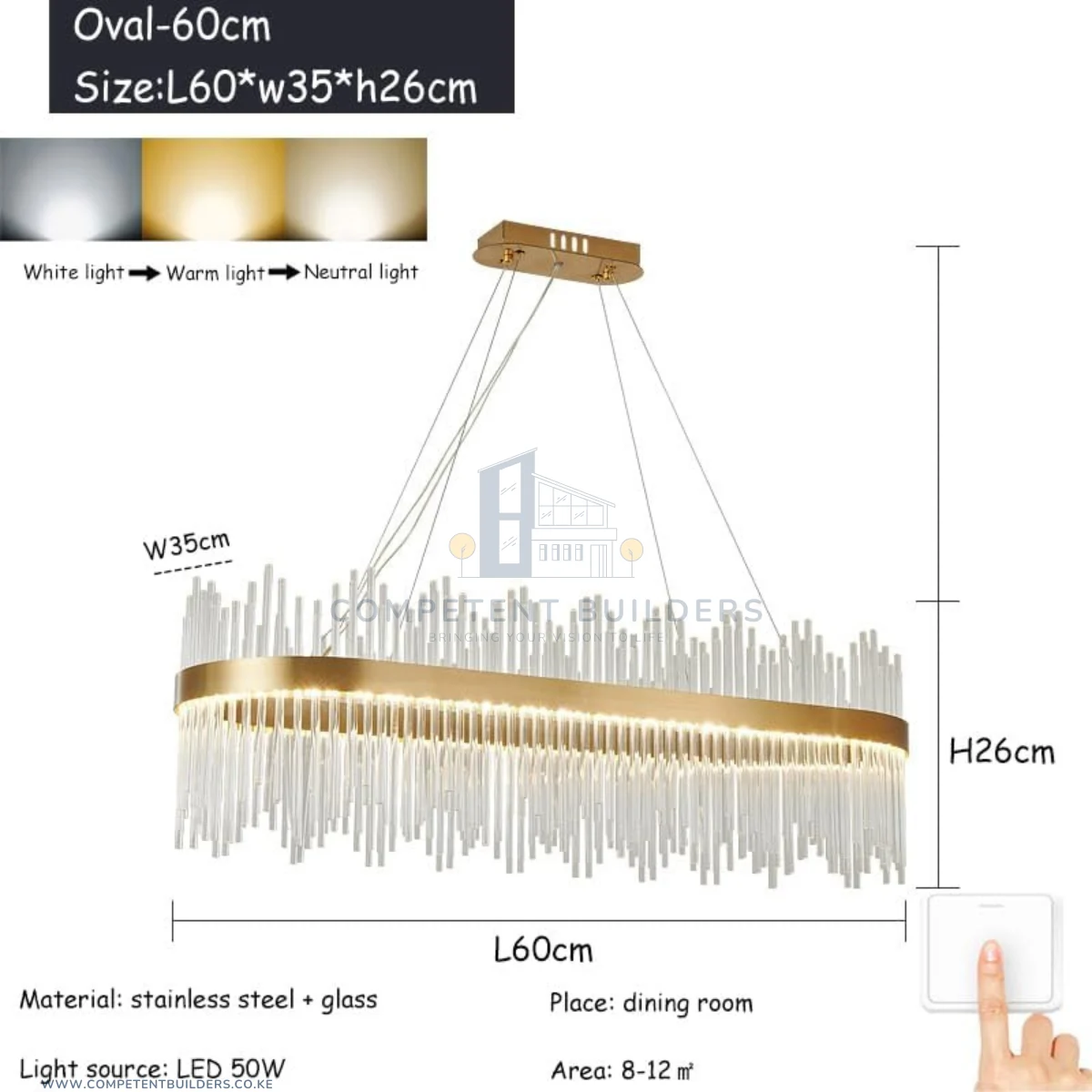 Modern Crystal Glass Tube Chandelier - Image 2