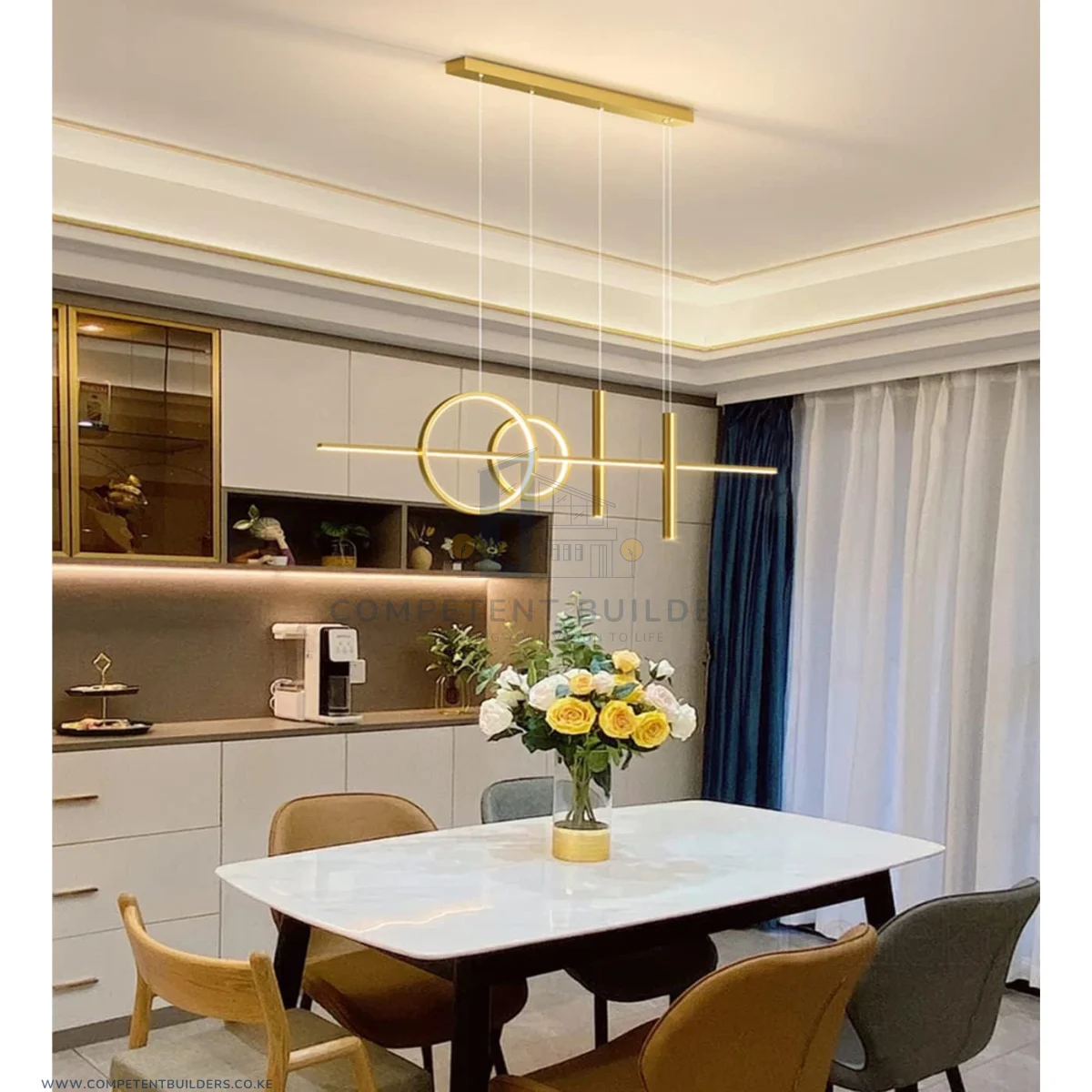 Modern Dining Table Pendant Lamp Chandelier - Gold - Image 2