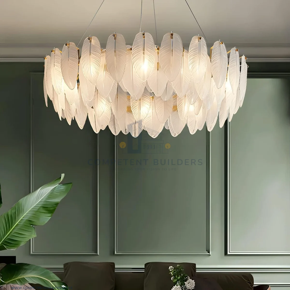 Modern Feather Design Chandelier Ceiling Light - Image 4